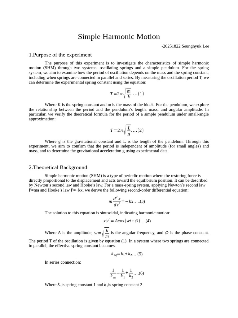 Characteristics of Simple Harmonic Motion | PDF | Mechanics | Physics