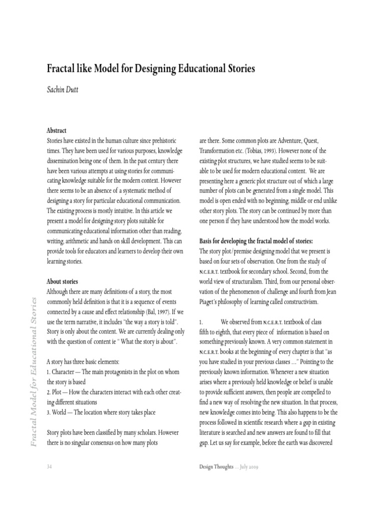 Fractal Like Model For Designing Educational Stories | PDF | Area ...