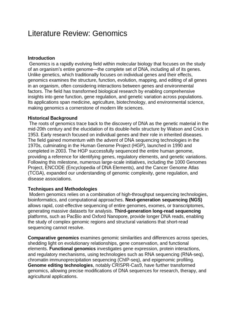 Comprehensive Overview of Genomics | PDF | Genomics | Dna Sequencing