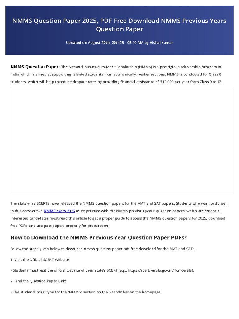 NMMS 2025 Question Paper Guide | PDF | Sat | Multiple Choice