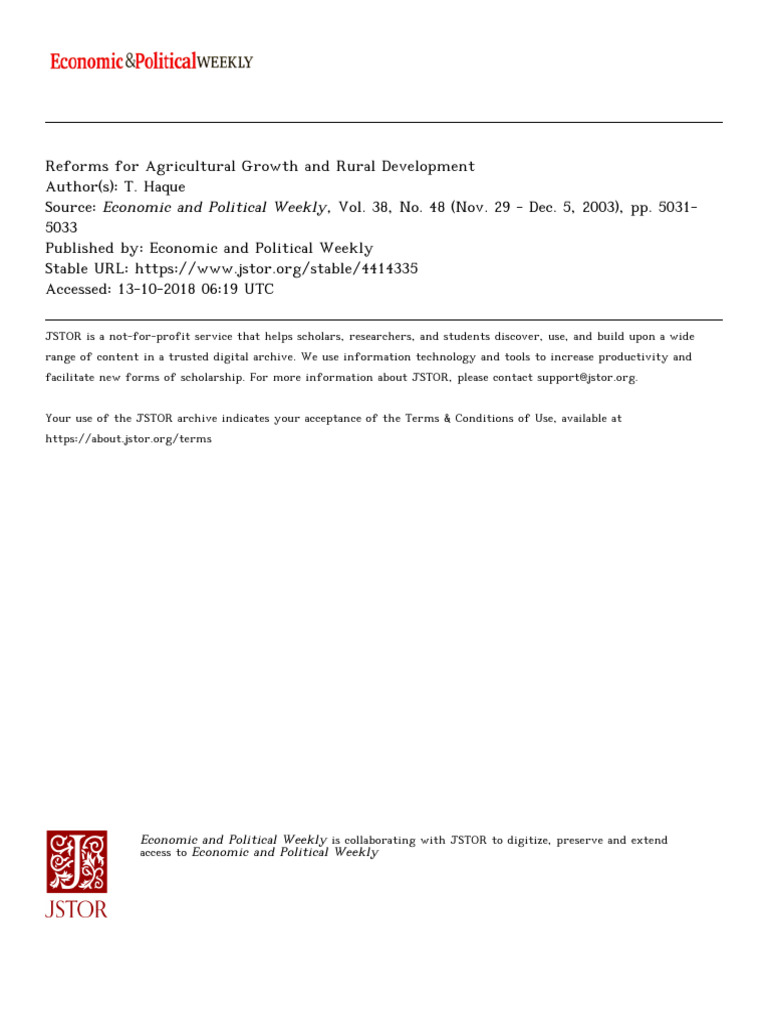 Land Reform for Agricultural Growth | PDF | Lease | Leasehold Estate
