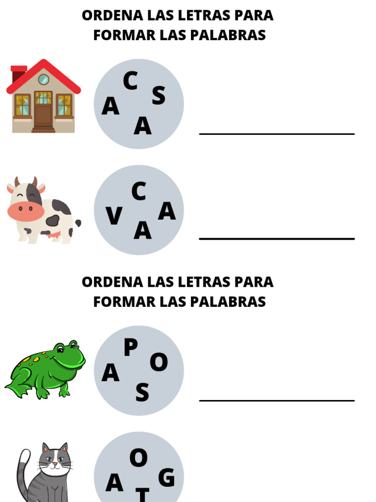 Regalo Ordenar Letras para Formar Palabras - 231008 - 003701 | PDF