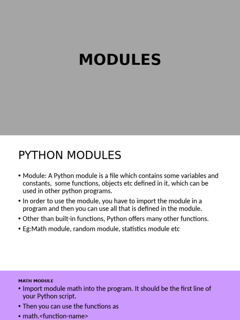 Python Math and Random Modules Guide | PDF | Mean | Mode (Statistics)