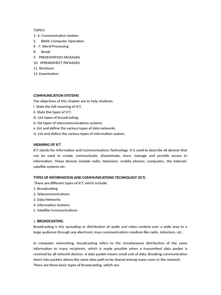 Understanding ICT and Communication Systems | PDF | Computer Network ...