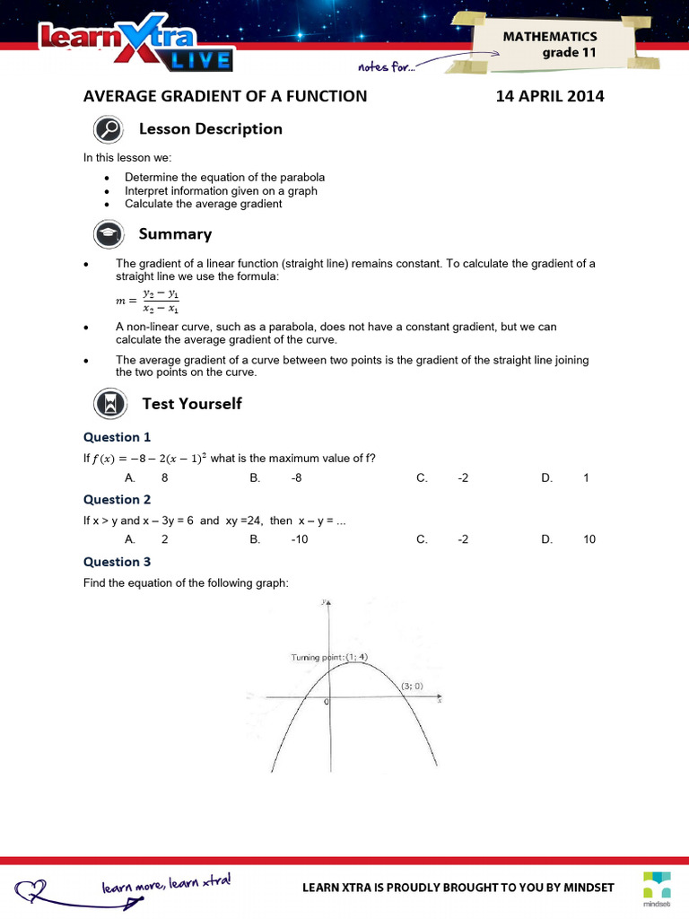 Calculating Average Gradient of Curves | PDF | Gradient | Coordinate System