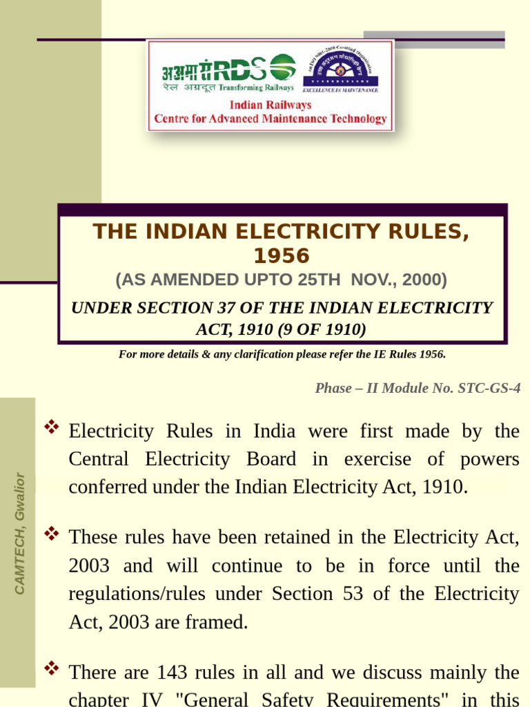 Indian Electricity Rules Overview | PDF | High Voltage | Electric Power ...
