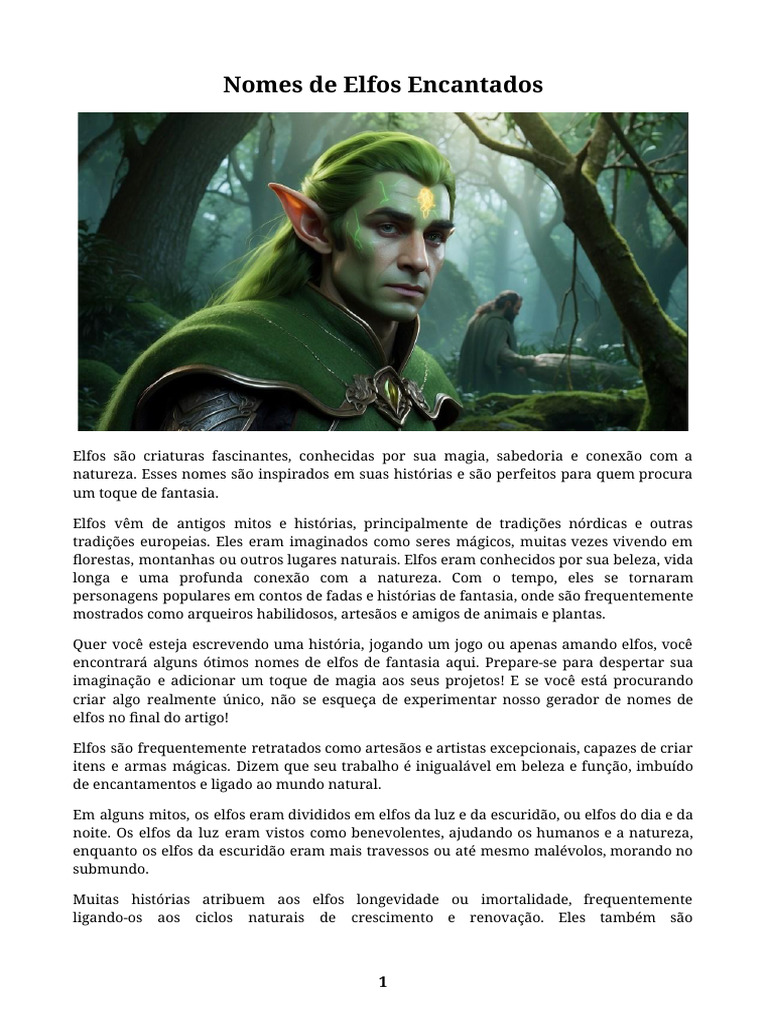 Nomes de Elfos Encantados e Mágicos | PDF | Elfos