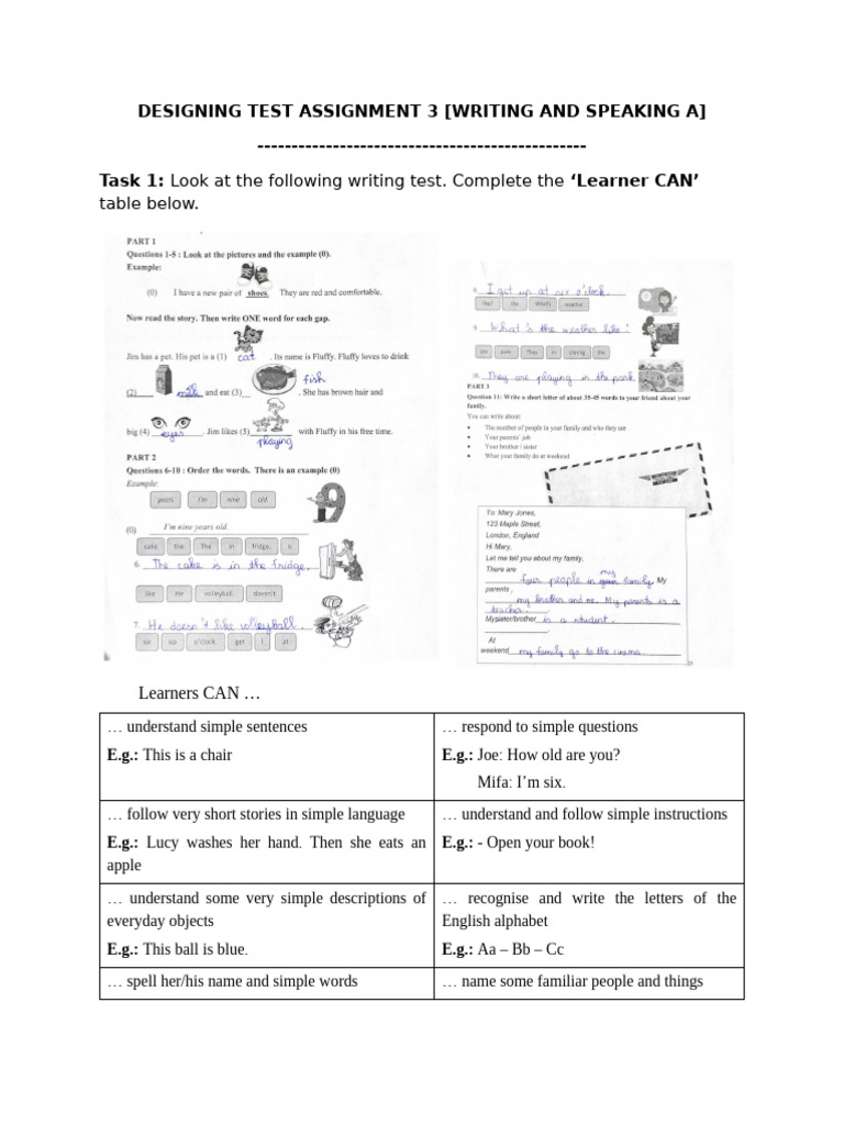 Designing Test Assignment 3 - Writing and Speaking A | PDF | Human ...