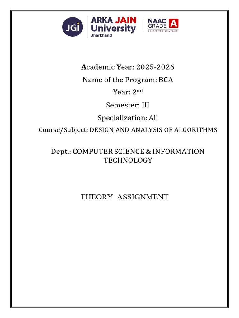 BCA 2nd Year Design & Analysis Assignments | PDF | Computational ...