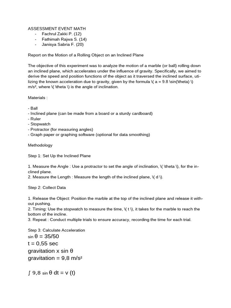 Motion Analysis of Rolling Objects | PDF