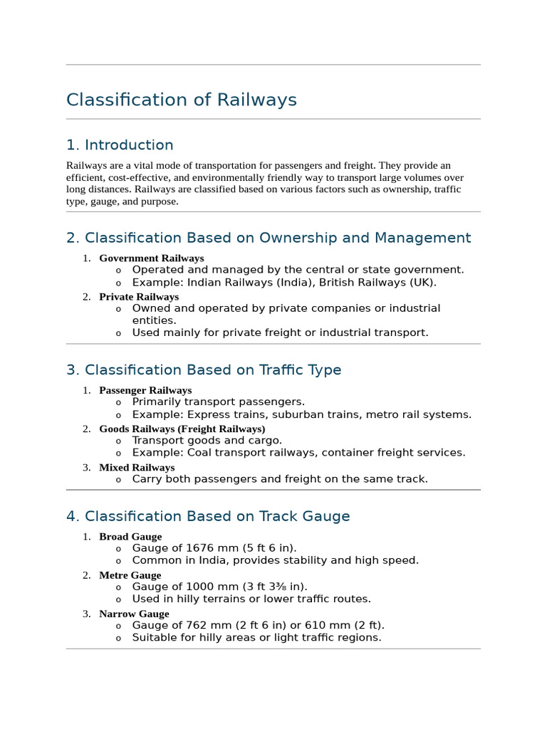 Classification of Indian Railways Types | PDF | Rail Transport | Rail ...