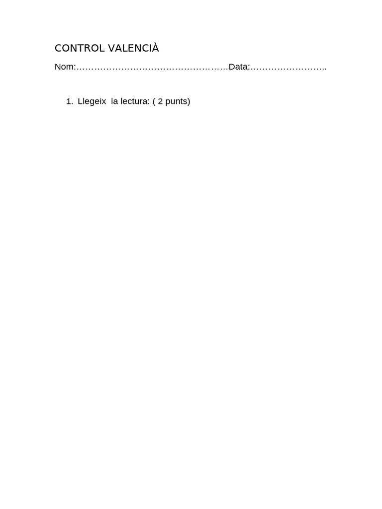 CONTROL VALENCIÀ U3 | PDF