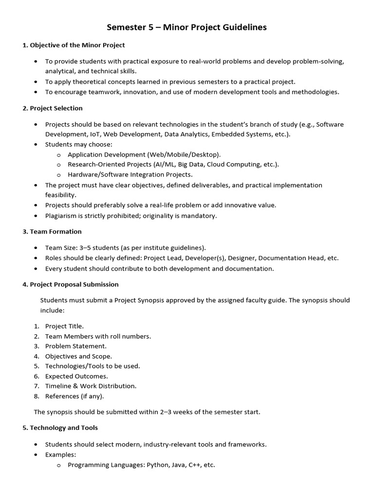 Semester 5 Minor Project Guidelines | PDF | Evaluation | Artificial ...