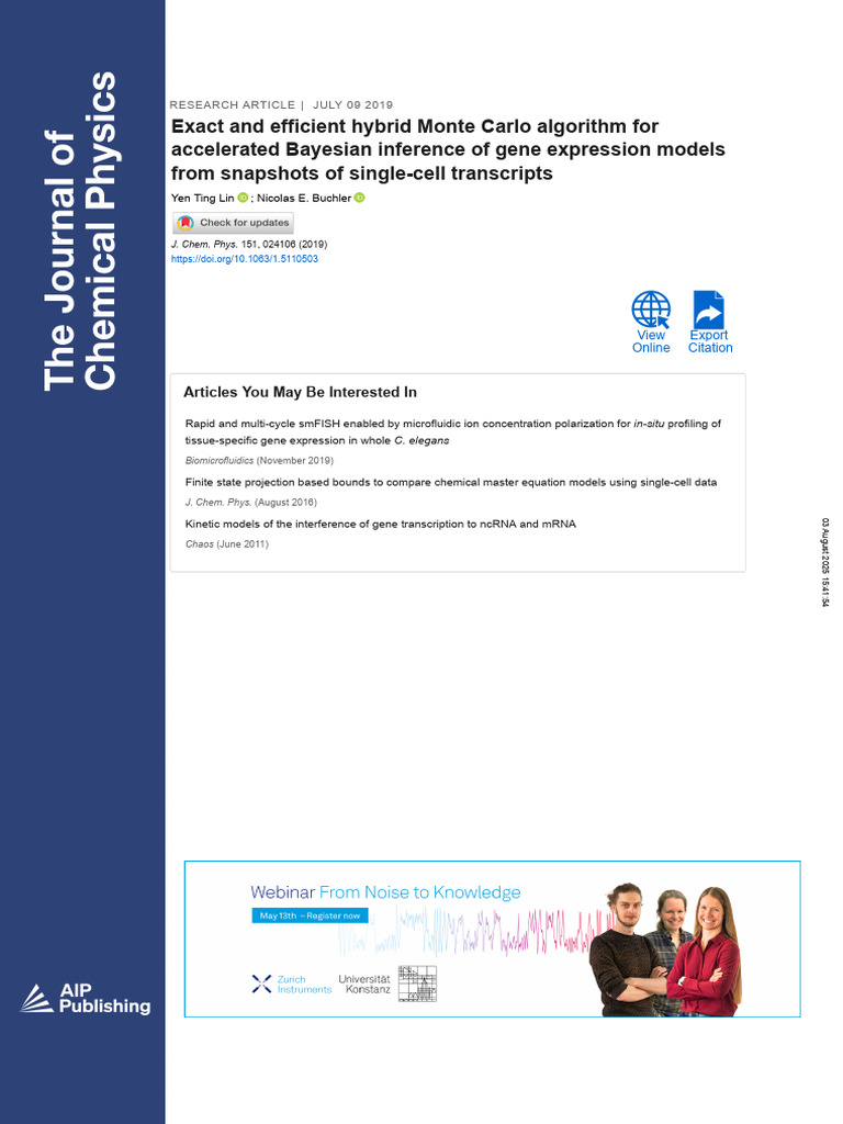 Hybrid Monte Carlo for Gene Expression Analysis | PDF | Bayesian ...