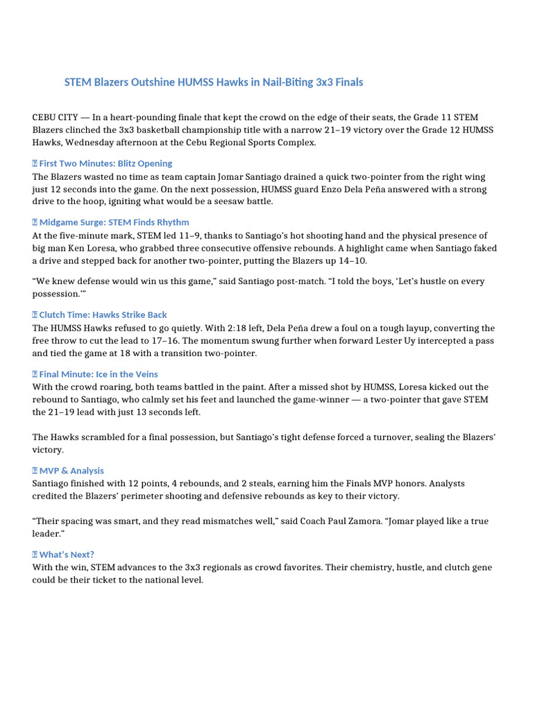 3x3 Basketball Sports Article RSPC | PDF