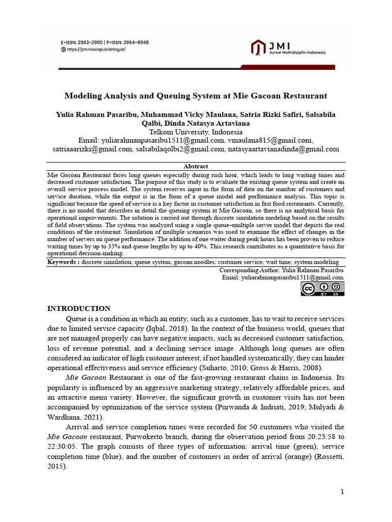 Queuing System Analysis at Mie Gacoan | PDF | Simulation | System