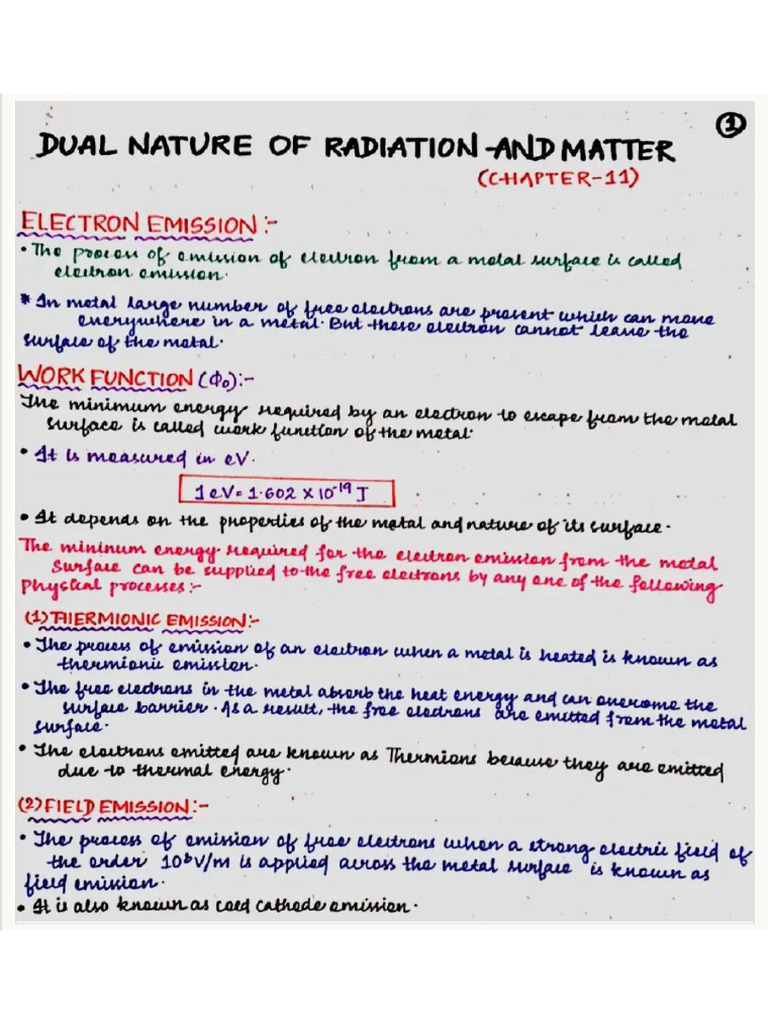 CH 11 Dual Nature of Matter Notes | PDF