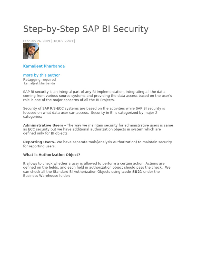 SAP BI Security: Step-by-Step Guide | PDF | Variable (Computer Science ...