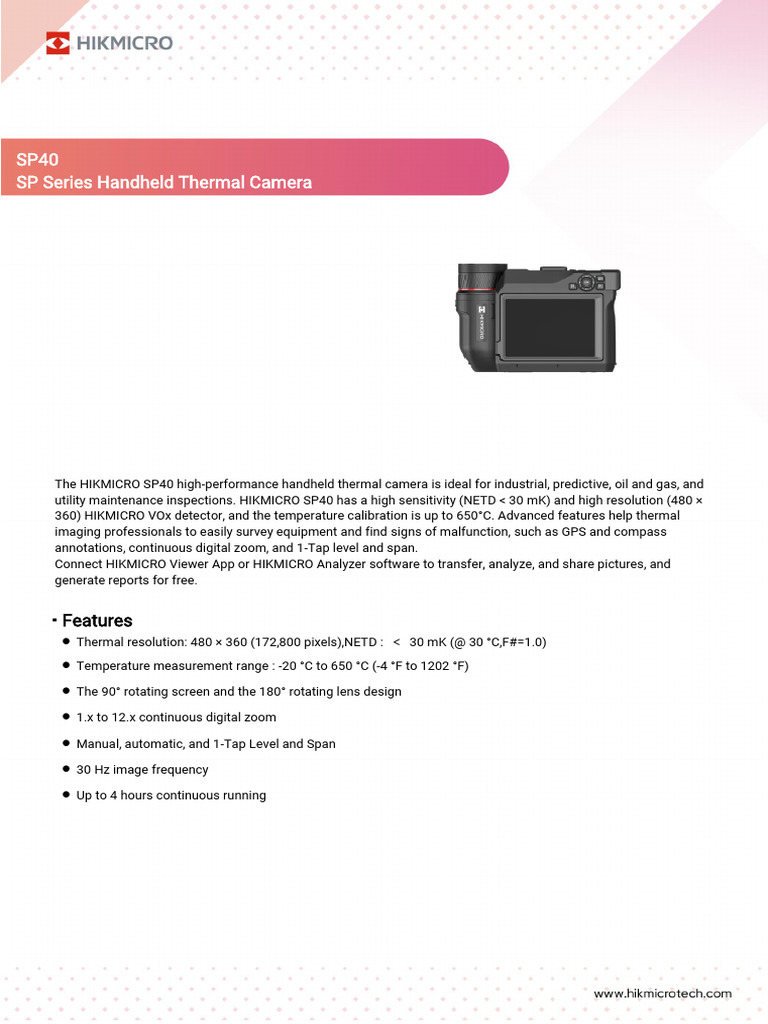 HIKMICRO SP40 Handheld Thermal Camera | PDF