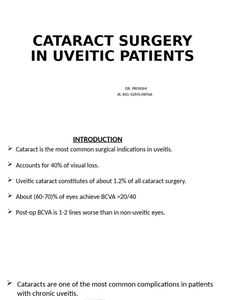 Cataract Surgery in Uveitic Patients | PDF | Cataract | Medical Specialties