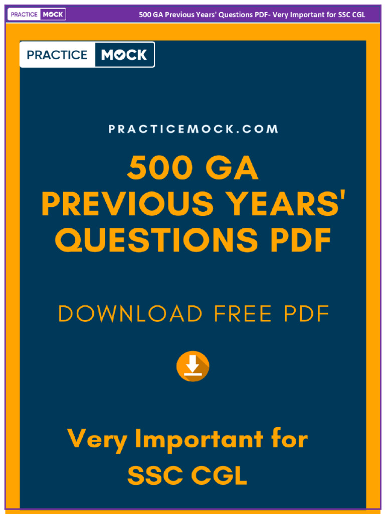 500 GA Questions PDF for SSC CGL | PDF