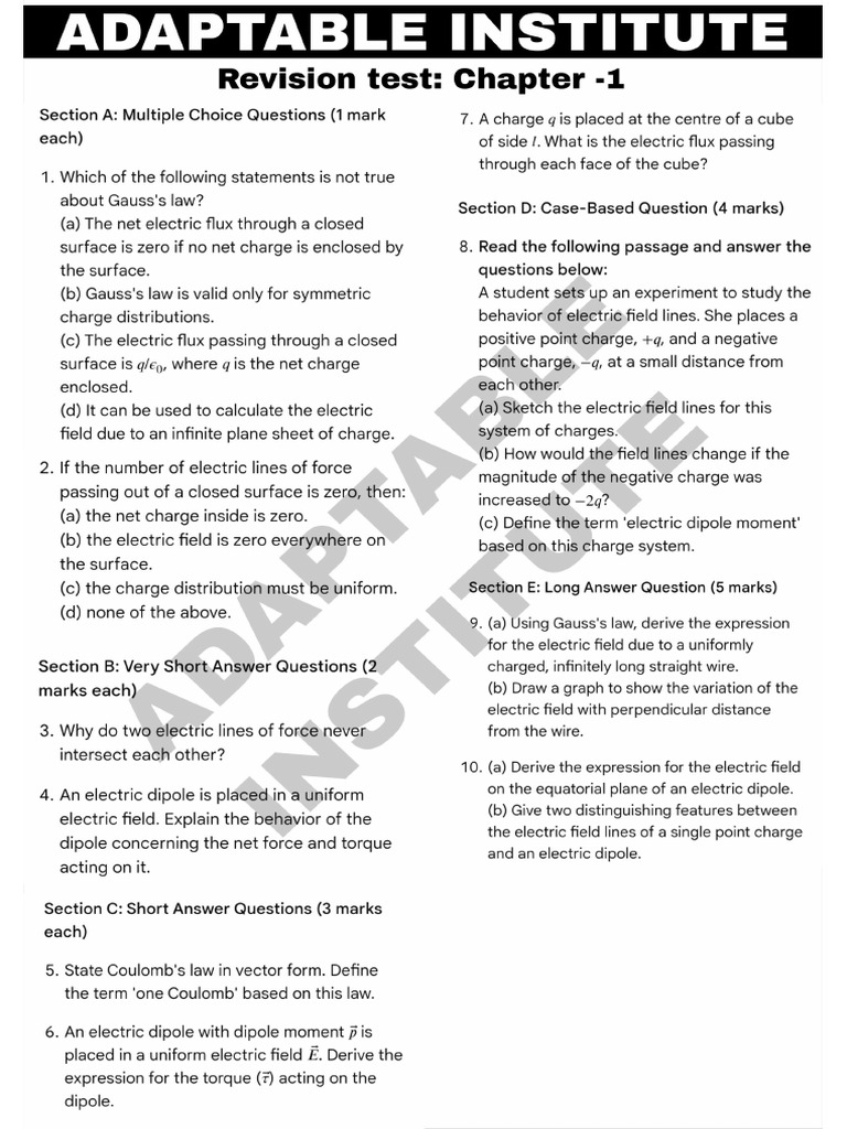 Chapter - 1 Test Adaptable Institute | PDF