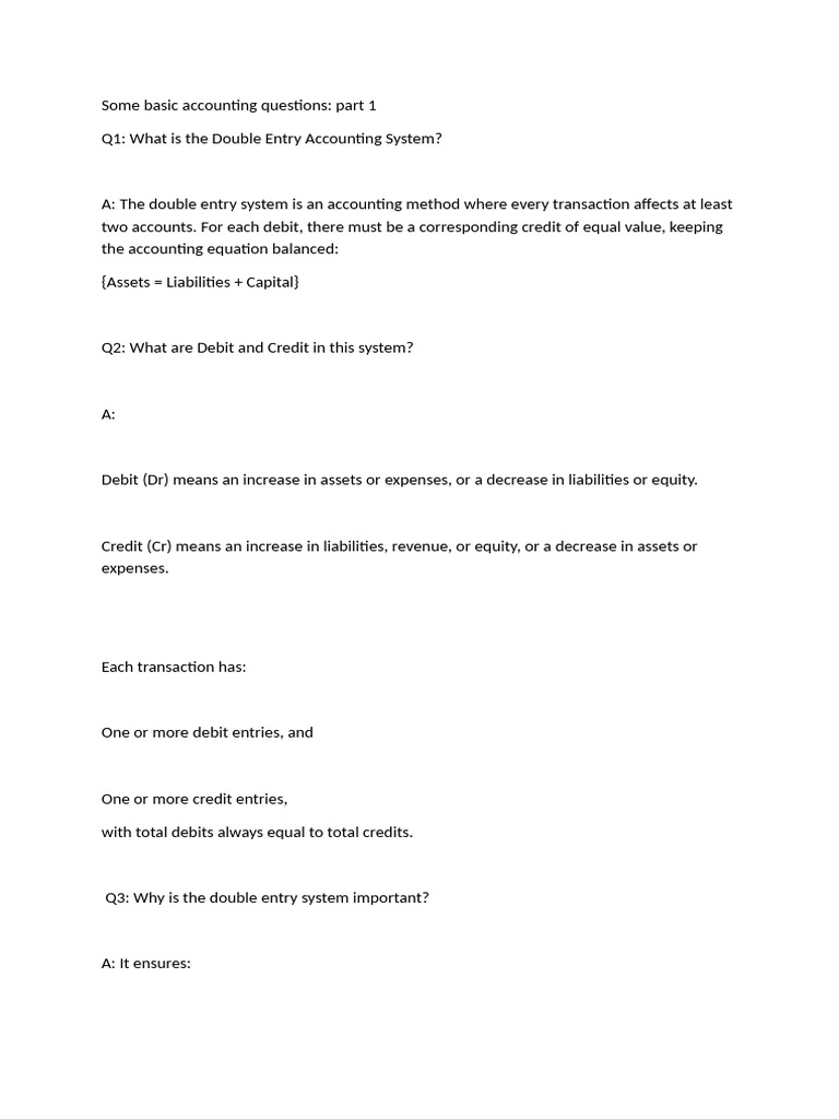 Understanding Double Entry Accounting | PDF | Debits And Credits ...