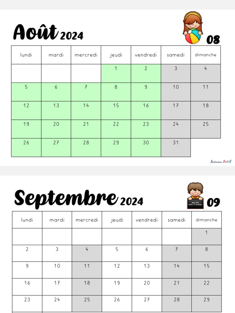 Calendrier 2024-2025 | PDF