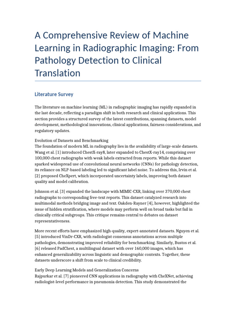 Machine Learning in Radiographic Imaging | PDF | Radiology | Computer ...