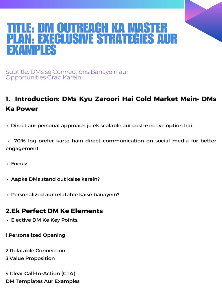Effective DM Strategies for Cold Outreach | PDF