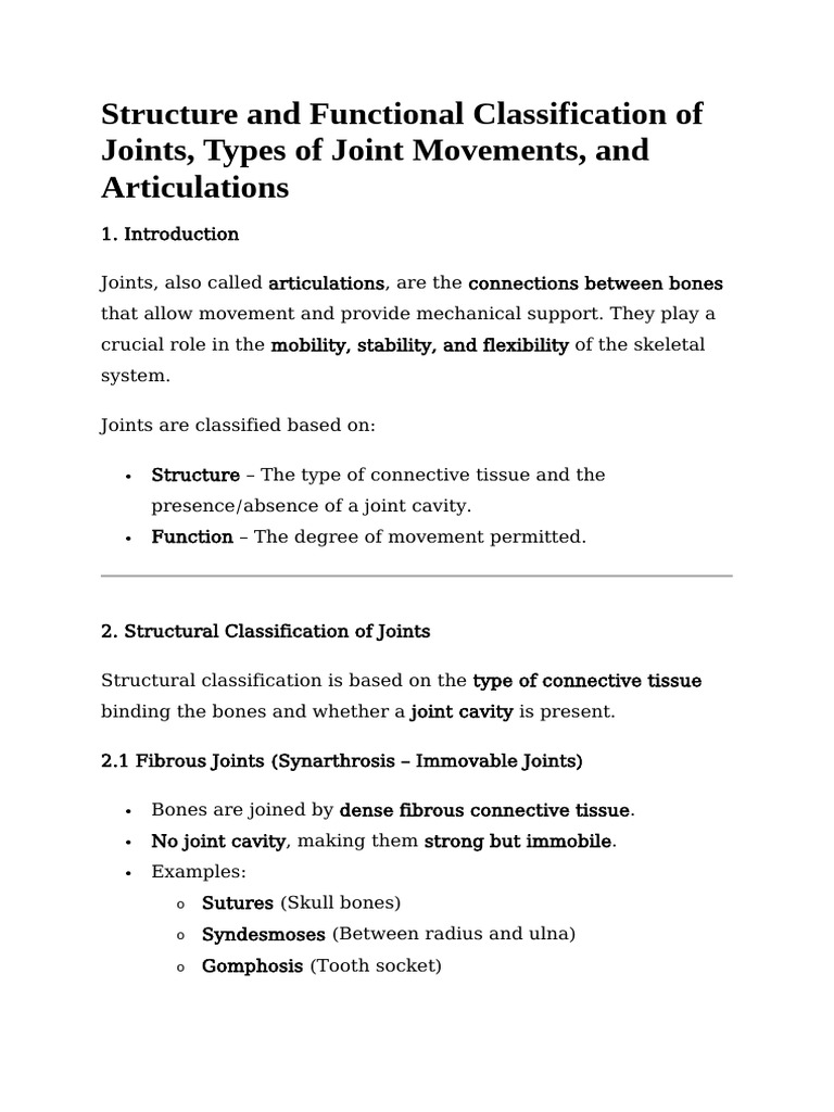 Classification of Joints and Movements | PDF | Anatomical Terms Of ...