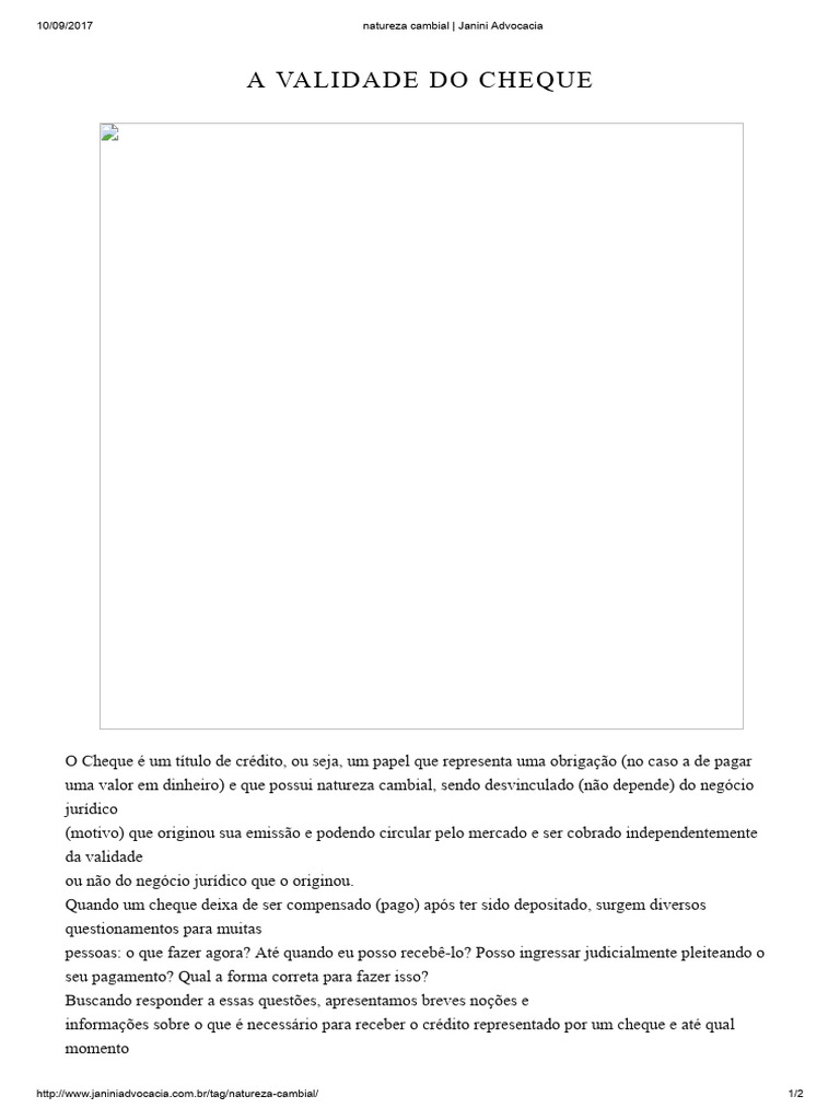 Validade e Cobrança de Cheques | PDF | Cheque (banco)