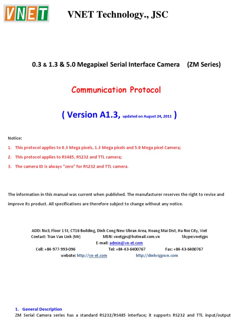 ZM Series Camera Protocol Guide | PDF | Transmission Control Protocol ...