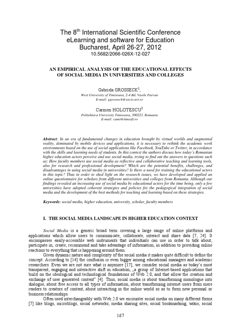 Social Media in Higher Education Analysis | PDF | Social Media ...