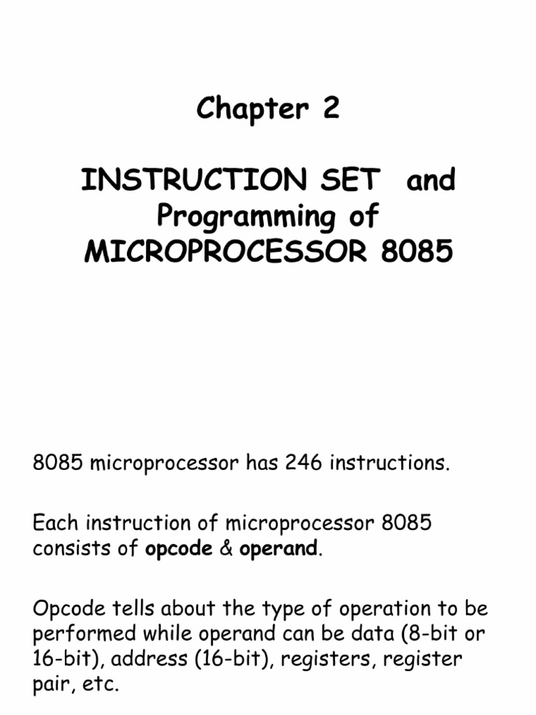 CH 2 Instruction Set 8085 Notes 28072025 | PDF