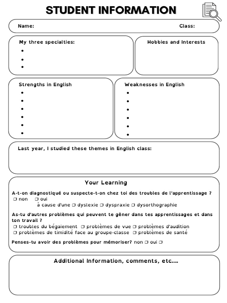 Student Information Sheet | PDF