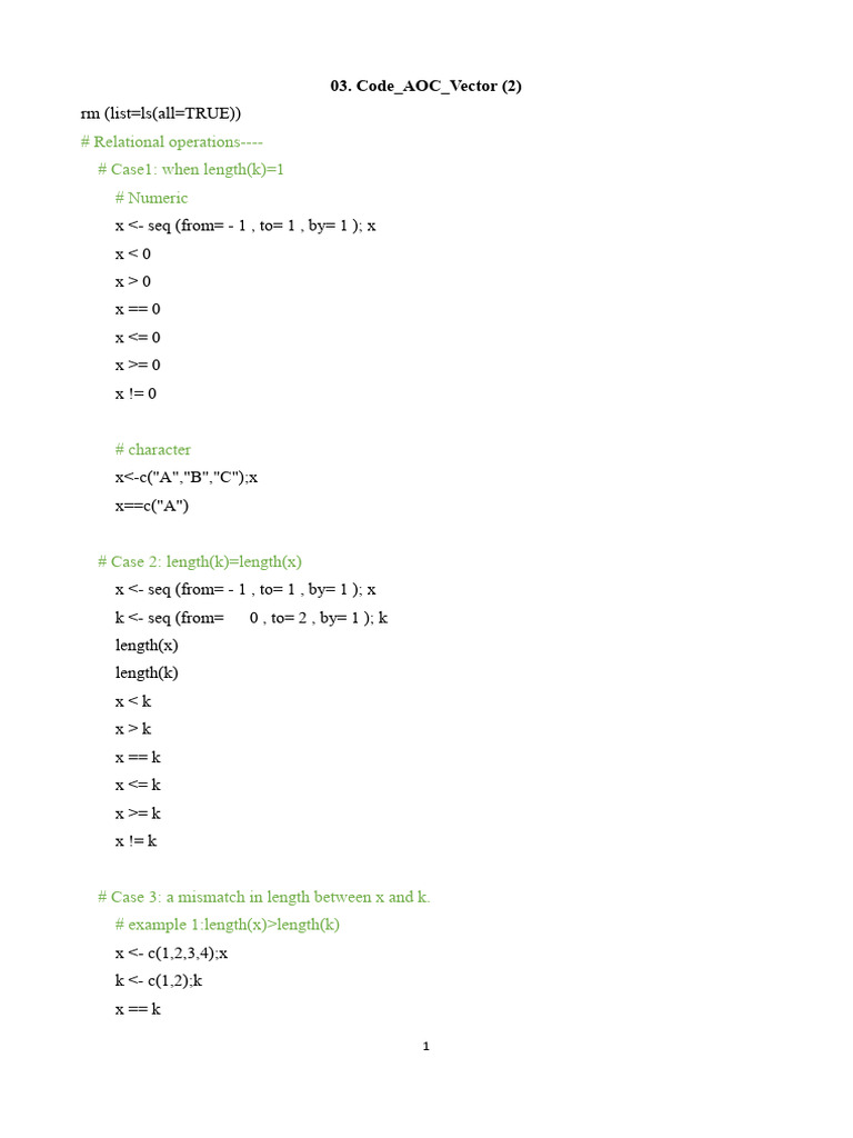 R Programming: Relational & Logical Operations | PDF