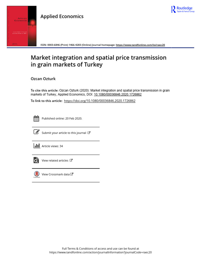 Market Integration and Spatial Price Transmission in Grain Markets of ...