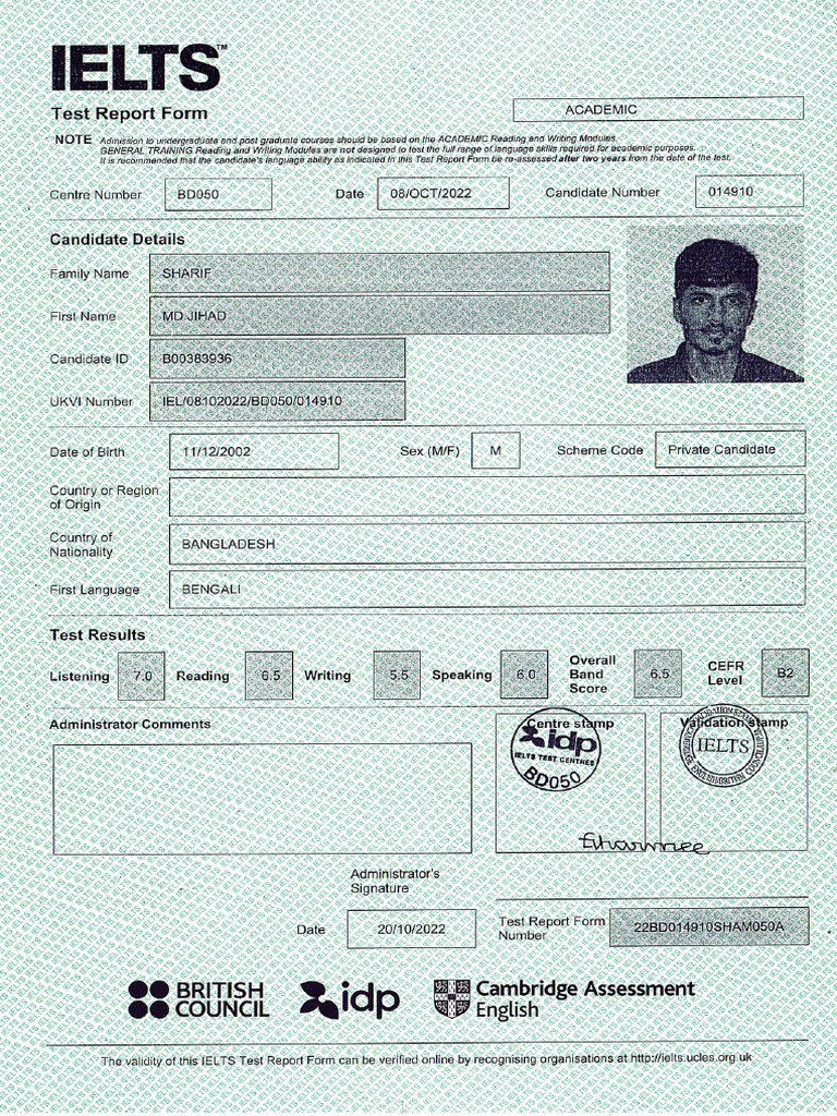 Ielts Mark Sheet | PDF