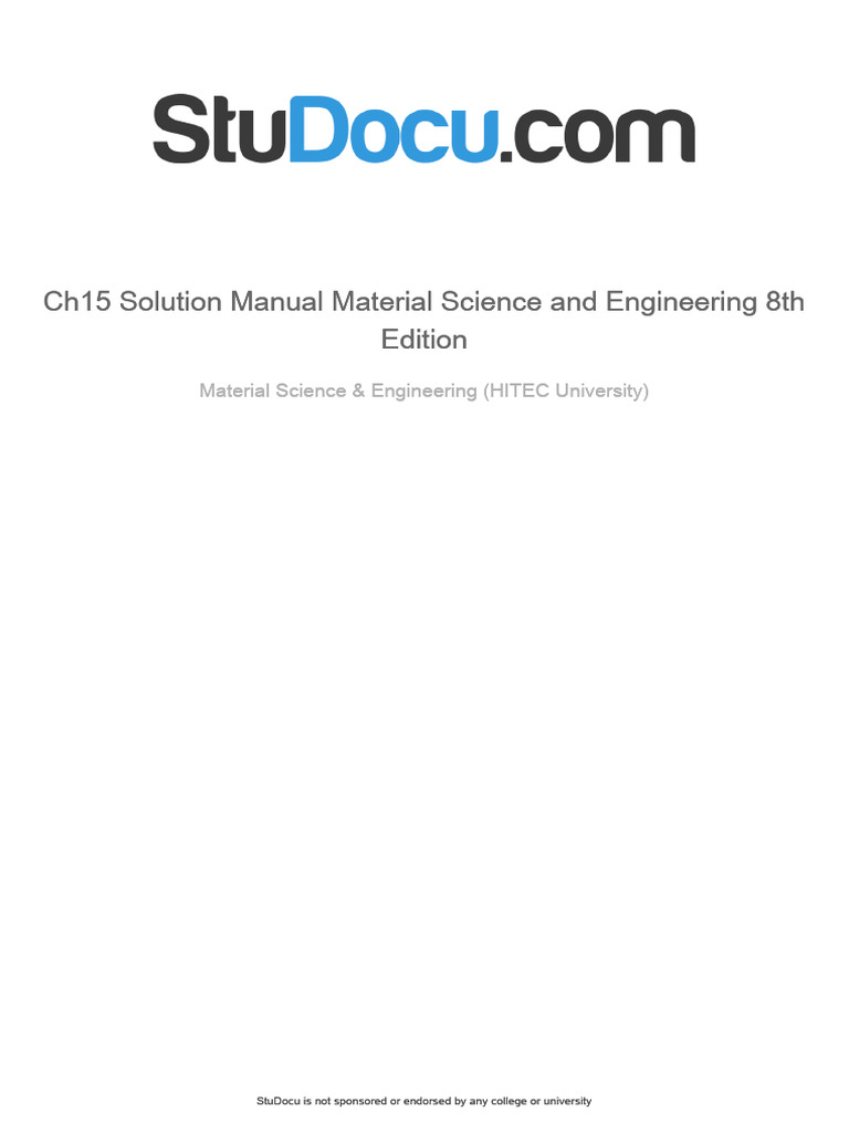 Ch15 Solution Manual Material Science and Engineering 8th Edition | PDF ...
