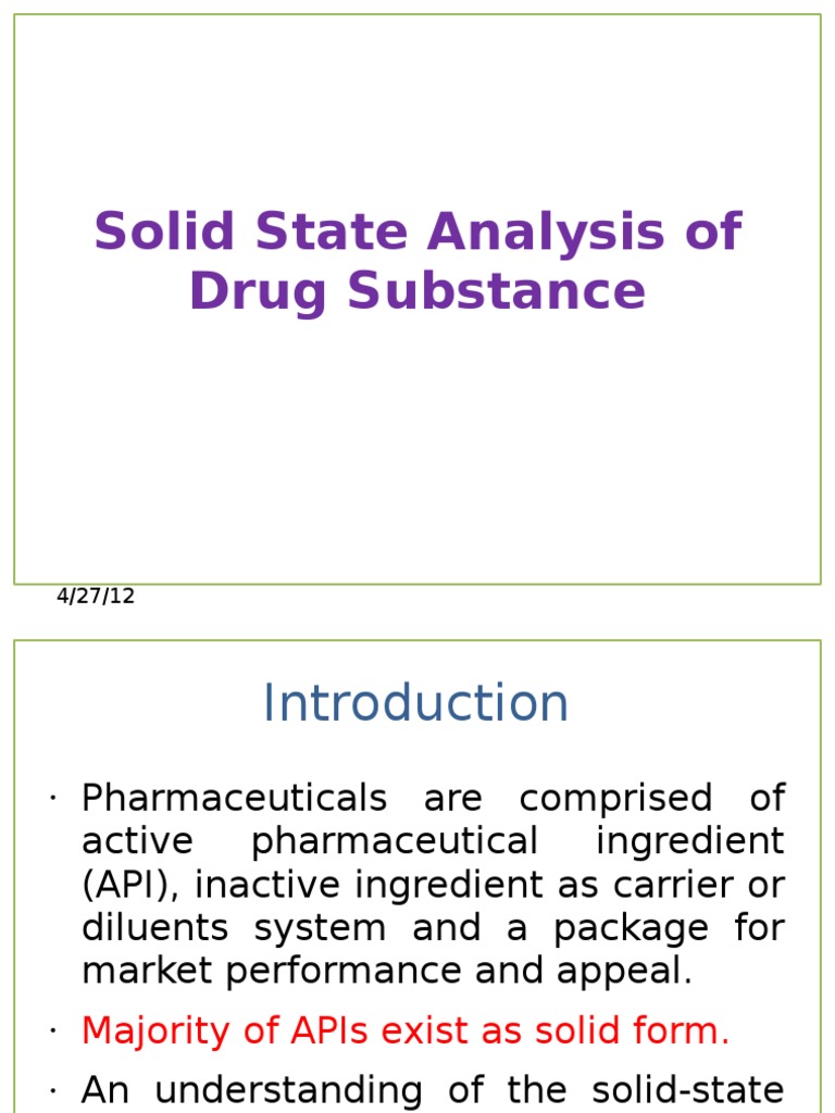 Solid State Analysis of Pharmaceuticals | PDF | Differential Scanning ...