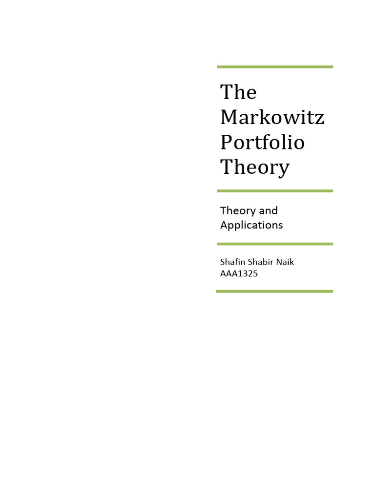 The Markowitz Portfolio Theory | PDF | Diversification (Finance ...