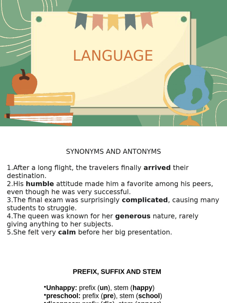 Language Concepts: Synonyms, Antonyms, and More | PDF | Odor