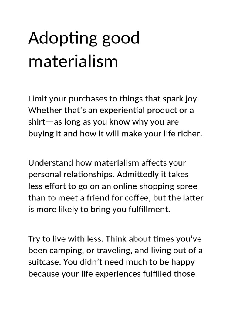 Embracing Meaningful Materialism | PDF