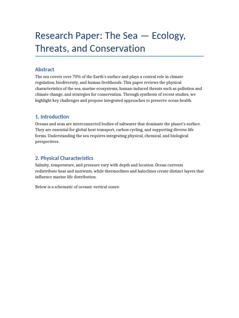 Research Paper On The Sea | PDF | Oceans | Sea