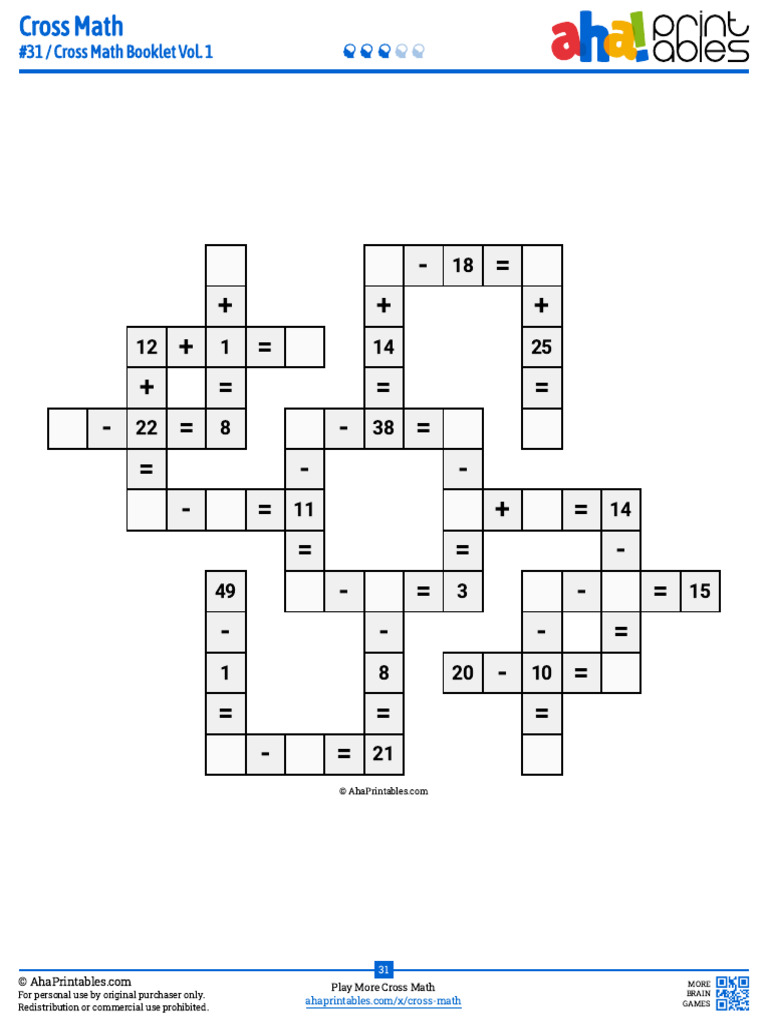 Cross Math Booklet Vol. 1 Printable | PDF