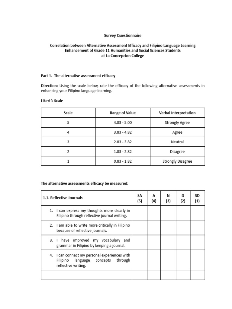 Alternative Assessments in Filipino Learning | PDF | Language ...