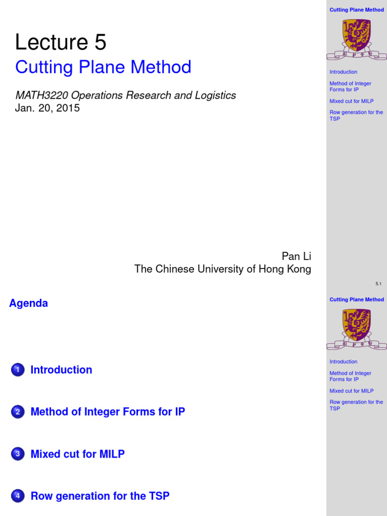 Cutting Plane Method in Integer Programming | PDF | Linear Programming ...