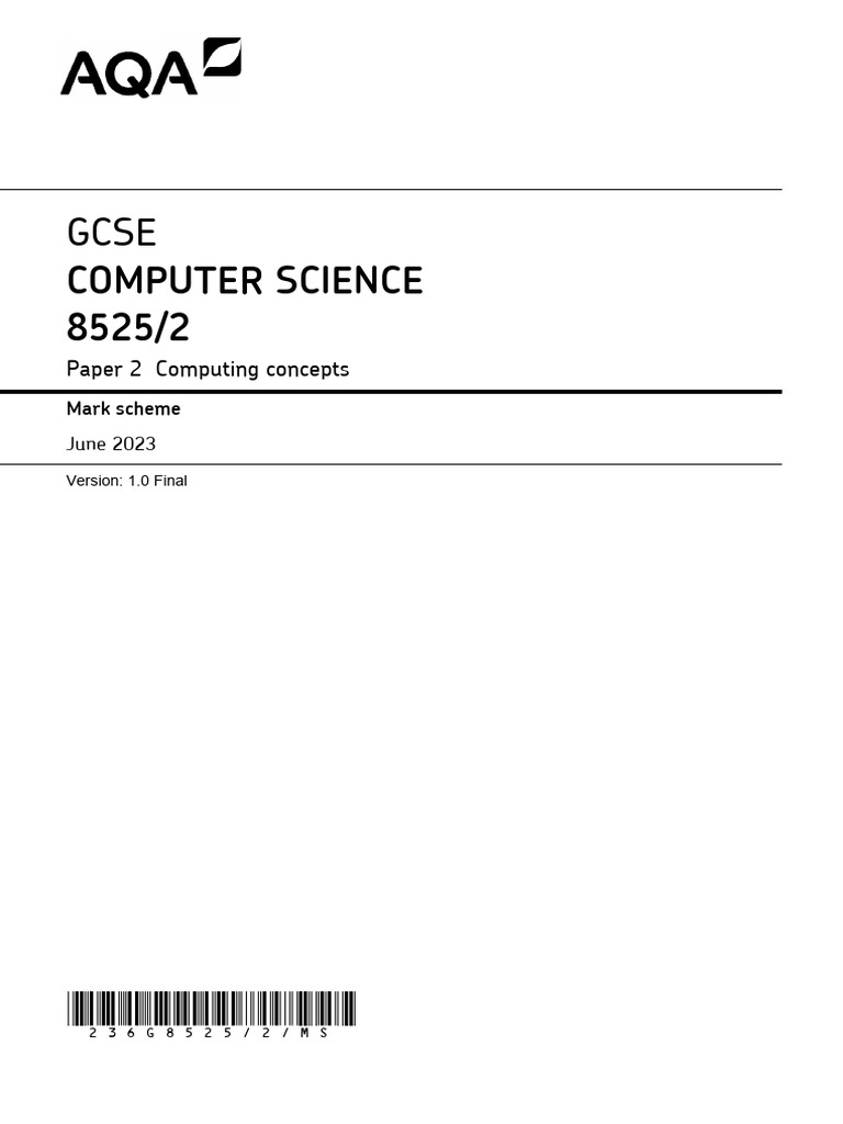GCSE Computer Science Mark Scheme 2023 | PDF | Computer Network ...