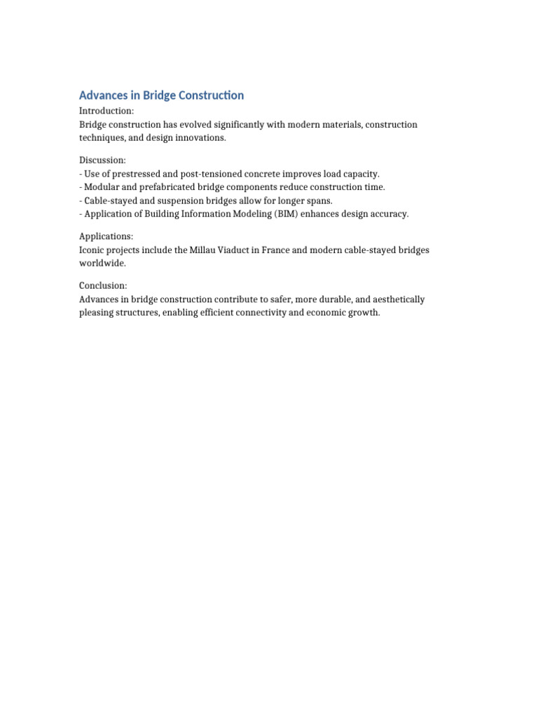 Advances in Bridge Construction | PDF